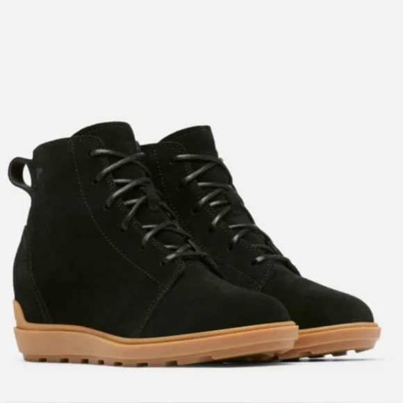 Sorel sz 9.5 Evie II Lace up  Bootie Black suede boot NWOT new condition - Picture 1 of 16